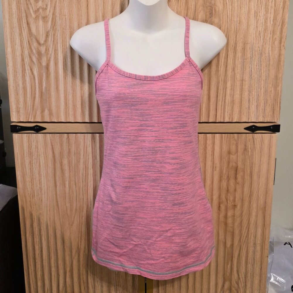 Lululemon Power Y Heathered Pink Racerback Tank w/ Built-In Bra